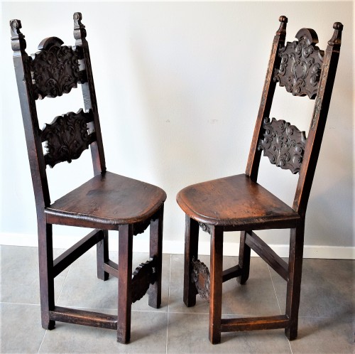 Seating  - Pair of &quot;Fratine&quot; Chairs  Louis XIII  Early 17th century